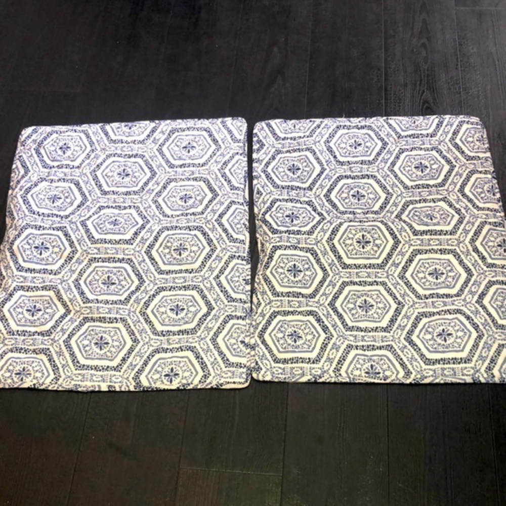 Nicole Miller‎ Home Queen Pillow Sham Set (2) Blue White